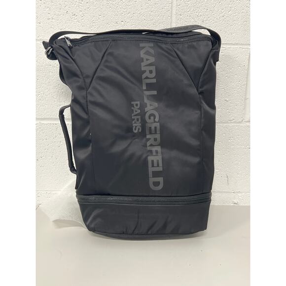 NWT Karl Lagerfeld Paris LA2B9032 Black Softshell Travel Work School Backpack main image 6
